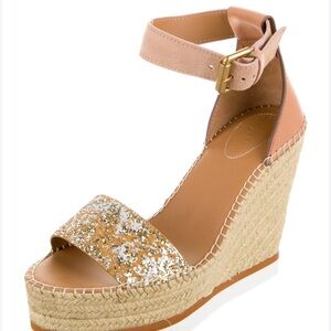 See By Chloe Tan and Gold Wedges